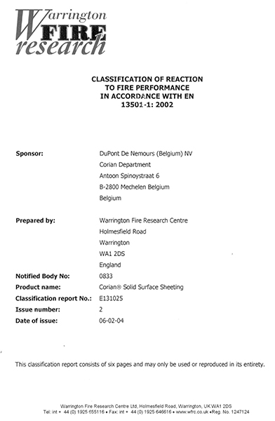 Euroclass Corian Standard 6 12mm